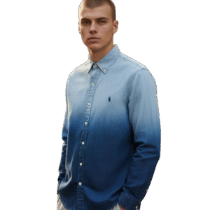 Camisa Polo Ralph Lauren Oxford azul de corte estándar ajustado con diseño .