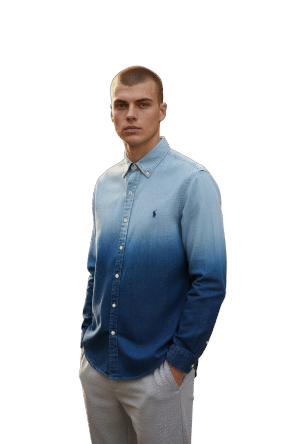 Camisa Polo Ralph Lauren Oxford azul de corte estándar ajustado con diseño .
