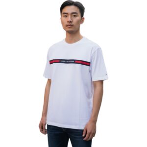 Camiseta  gráficas de algodón de manga corta para hombre con logotipo de rayas. Regular fit