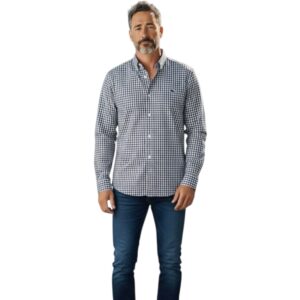 Camisa Vineyard Vines Manga Larga – Cuadros Pequeños, 100% Algodón Classic fit