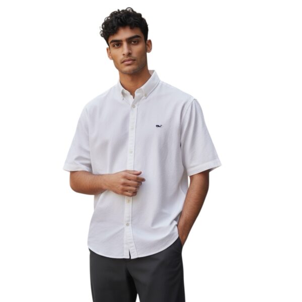 Camisa Vineyards Manga Corta Blanca – Tela Texturizada Classic Fit